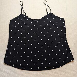 J. Crew spaghetti strap black & white dot scalloped edge cami top - size 10